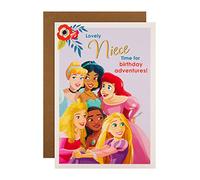 Hallmark Carte d'anniversaire pour nièce, motif princesses Disney, feuille d'autocollants incluse, violet