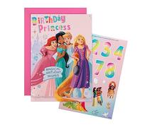 Hallmark Carte d'anniversaire Princesses Disney avec planche d'autocollants