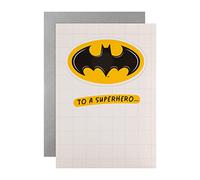 Hallmark Carte d'anniversaire vierge Batman - Design personnalisable avec feuille d'autocollants, blanc, noir et jaune, 25568079