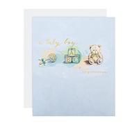 Hallmark Carte de félicitations de naissance pour bébé garçon - Design traditionnel avec lettrage et détails en feuille d'or