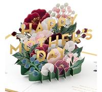 Hallmark Carte de fête des mères, carte de fête des mères pour maman, carte pop-up 3D, bouquet de fleurs, rouge, doré