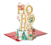 Hallmark Carte de Noël 3D avec motif Pays des merveilles d'hiver, carte Popup, Père Noël, elfes, vert, rouge, doré
