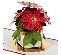 Hallmark Carte de Noël 3D et pop up, fleurs poinsetta, fleurs rouges, feuillage de Noël, rouge, doré