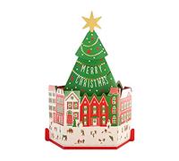 Hallmark Carte de Noël pop-up 3D, motif arbre de Noël, motif carré de ville, carte de Noël Paper Wonder, vert