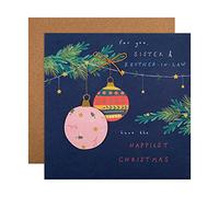 Hallmark Carte de Noël pour sœur et beau-frère - Grand design contemporain avec élément de chaîne en papier à fabriquer soi-même