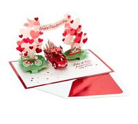 Hallmark Carte de Saint-Valentin, carte de Saint-Valentin, 3D et pop-up, camion rouge, chiens, fleurs, arche, rouge, blanc, rose