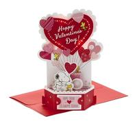 Hallmark Carte de Saint-Valentin musicale 3D et pop up, cœur lumineux, cacahuètes, neige et bois, or, rose, bleu, blanc