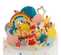 Hallmark Carte pop-up 3D pour toutes occasions, anniversaire, remise de diplôme, félicitations, étoiles, ballons, rouge, bleu, doré