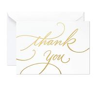 Hallmark Cartes de remerciement pour mariage, fête prénatale, fête prénuptiale (écriture dorée, 100 notes de remerciement et enveloppes), blanc