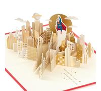 Hallmark DC Comics Superman Carte pop-up 3D pour anniversaire, fête des pères, fils, papa, neveu, super-héros, doré