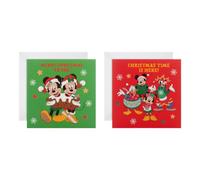 Hallmark Disney Lot de 10 cartes de Noël avec 2 motifs amusants | Mickey Mouse & Friends Lot de cartes Vert et rouge 16 x 16 cm