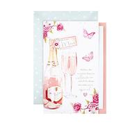 Hallmark Grande carte de fête des mères pour maman, motif prosecco et lunettes, design classique Lucy Cromwell, rose, blanc