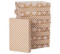 Hallmark Lot de 12 boîtes cadeaux de taille moyenne avec couvercles (flocons de neige blancs et rayures sur papier kraft) pour Noël, mariages, fêtes prénuptiales