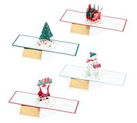 Hallmark Lot de 4 cartes de Noël 3D et pop-up en 4 motifs festifs, Père Noël, arbre, traîneau, bonhomme de neige, rouge, vert, bleu