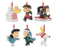 Hallmark Lot de 6 Figurines de cacahuètes à Collectionner - Activités d'hiver - Ornements à Suspendre - Snoopy Woodstock - Charlie Brown - Noël
