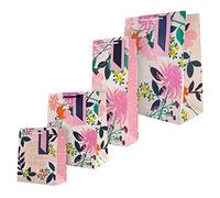 Hallmark Lot de sacs cadeaux et sacs à bouteilles pour plusieurs occasions - 1 grand, 1 moyen et 1 petit sac cadeau, et 1 sac à bouteille en 4 motifs floraux