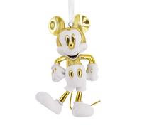 Hallmark Mickey Mouse Signature Ornement, Disney, Céramique, Décoration à Suspendre, Noël, Anniversaire, Blanc, Or