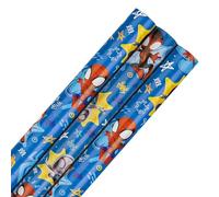 Hallmark Rouleau de papier cadeau 3 en 1 Marvel Spidey & His Amazing Friends, 2 m chacun, anniversaire, Noël, bleu