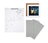 Hallmark Sac cadeau de célébration, emballage cadeau et carte - 1 grand sac cadeau, 3 feuilles de papier de soie et 1 carte « Galerie » en 3 designs contemporains
