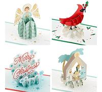 Hallmark Signature Paper Wonder Assortiment de cartes de Noël pop-up religieuses (4 cartes de vacances avec enveloppes)
