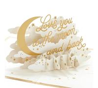 Hallmark Signature Paper Wonder - Carte d'anniversaire pop-up - Carte d'amour - Carte d'anniversaire romantique - Carte de jour la plus douce - Carte de fête des grands-parents (lune et dos) - Blanc