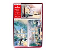 Hallmark Thomas Kinkade Assortiment de cartes de Noël en boîte Motif maisons enneigées (40 cartes avec enveloppes et joints en aluminium)