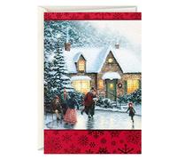 Hallmark Thomas Kinkade Lot de 40 cartes de Noël avec enveloppes Motif patinage sur glace