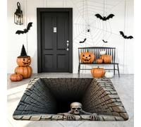 Halloween 3D Optical Illusion Doormat Skeleton Hand Front Door Mat, Deep Vortex Illusion Rug, Non-Slip, Durable Fabric, Depth Pattern Decor for Indoor Home Holiday Parties and Festive Setups，1pc60x90