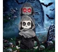 Halloween Aecoration Squelette, avec Yeux Rouges Lumineux & Sons Effrayants | Automate Halloween Animatronic, Deco Halloween Exterieur Interieur, pour le Jardin, la Cour, les Fêtes, Maison Hantée