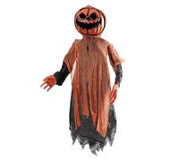 Halloween Animatronics Épouvantail en forme de citrouille avec son et toucher 119,4 cm éclairé, épouvantail en forme de citrouille, décoration intérieure et extérieure