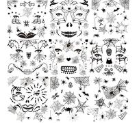 Halloween Araignée Tatouages Temporaires pour visage (10 Feuilles),Araignée Noir Tatouages éphémères Autocollant Pour Homme Femme