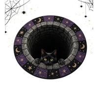 Halloween Area Rug Round Black Cat Eyeball Holiday Floor Mat