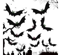 Halloween Bat Decoration Set - 12 Piece Outdoor Patio Ornaments, 3