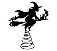 Halloween Baumspitze - Schwarzer Hexen Eisen Partyartikel mit LED, Schwarz | Gotische Weihnachtsbaumspitze, Mit LED-Lichtern, Für Halloween, Party und Zuhause, Langlebiges Eisenmaterial, Schauriges Desi