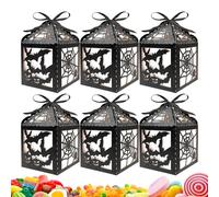 Halloween Candy Boxes - Paper Standard Size | Bat Spooky Containers, Halloween Goodie Boxes | Party Favor Bat Themed Treat Boxe For Snacks Gummy Bread Table Shelf Kitchen Mantel