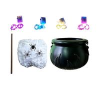 Halloween Cauldron Bubbling Candy Bucket Decor Kit with Lights Cauldron