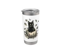 Halloween Chat drôle assis dans une citrouille Vintage Halloween Gobelet isotherme en acier inoxydable double paroi