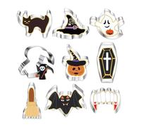 Halloween Cookie Cutters - 9 Piece Stainless Steel Set | Halloween Molds | Pie Crust Cutters, Pie Crust Cutter Stamp for Bakers Parents Beginners Professionals Home Apartment School Project