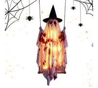 Halloween Decorations Outdoor - Ghost Light Up Porch Lawn Decor | Patio Hangable Ghost Swing for Garden Porch Courtyard Patio Tree Branch Eave Holiday Party Home Apartment