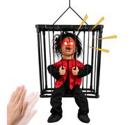Halloween Decorations Spooky Scraming Boy Cage Glowing Eyes Halloween Prop