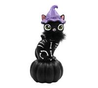 Halloween Figurine Chat Sorcière Squelette, Décoration Table