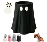 Halloween Ghost Can Holder with Matching Bottle Opener,3D Printed Halloween Beverage Sleeve,Fun Ghost Figurine Table Decor,Spooky Ghost Drink Cooler Halloween Party Supplies ，Black：8.4oz