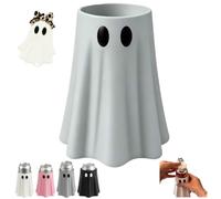 Halloween Ghost Can Holder with Matching Bottle Opener,3D Printed Halloween Beverage Sleeve,Fun Ghost Figurine Table Decor,Spooky Ghost Drink Cooler Halloween Party Supplies ，Gray：8.4oz
