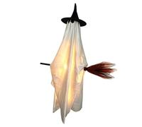 Halloween Ghost Decoration - 43.34 Inches, Light Up Flying Ghost Prop, Haunted Broom Figure | Glowing Halloween Yard Decor for Patio, Backyard, Porch, Front Door, Courtyard, Lawn, Garage, Haunted Hous