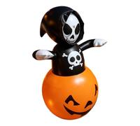 Halloween Inflatable Skull Pumpkin with LED Lights - 6FT -Poly PVC Yard Decoration for Indoor Outdoor Garden Lawn Party, Includes Built-in Fan & Stakes for Easy Setup