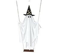 Halloween Light Up Ghost LED Light Large Spooky Witch Hat Ghost Props | Outdoor Porch Decorations for Yard Garden Porch Balcony Patio Front Home Office Party School
