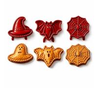 Halloween Mini Pie Moulds for Baking,Reusable Hand Pie Maker Mould Kit with Ghost Pumpkin Skull Bat Cat Shapes, Embossed Biscuit Cookie Cutters for Halloween Desserts (3pcs*e)