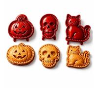 Halloween Mini Pie Moulds for Baking,Reusable Hand Pie Maker Mould Kit with Ghost Pumpkin Skull Bat Cat Shapes, Embossed Biscuit Cookie Cutters for Halloween Desserts (3pcs*f)