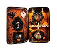 Halloween Miniature Scene Box - Resin and Iron Mini Shadow Box Decoration | Spooky Collectible Display for Home Office Bedroom Living Room Shelf Nightstand and Halloween Seasonal Decor