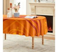 Halloween Nappe Ovale 180x240 cm Imperméable avec Motif Carreaux Tartan | Citrouille Nappe de Table en Polyester Anti-tache, Nappe Décorative Rayures pour Salle à Manger Cuisine Jardin